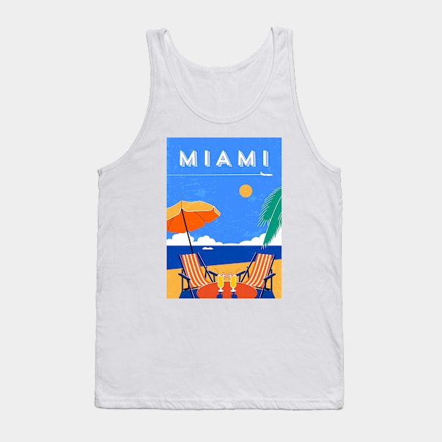 Miami beach, USA - Retro travel minimalistic poster Tank Top by GreekTavern